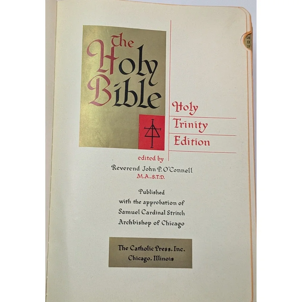 The Catholic Press Holy Trinity Edition Bible 1951 Burgundy Gold Gilt Fair